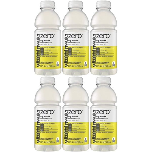 Vitamin Water Zero, Lemonade - Squeezed, 20oz Bottle (Pack of 6, Total of 120 Oz)