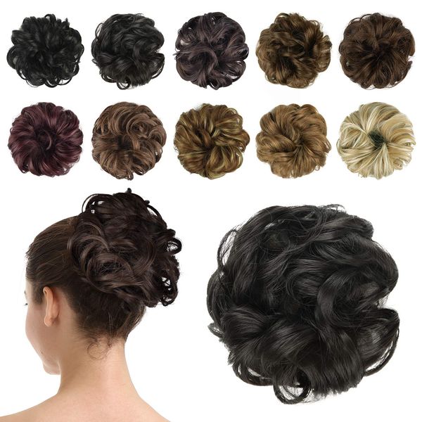 BARSDAR Synthetic Hair Bun Extensions Hairpiece Messy Hair Scrunchies for Women Updo ponytail Extensions- Darkest Brown