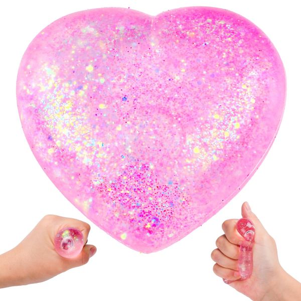 Heart Stress Balls (Pink) Squishy Toys for Adults Kids, Slow Rise Sugar Ball Sensory Fidget Toys, Love Shape Squishy Ball Squeeze Toys, Malt Stretch Ball, Heart Shape Stress Toys for Hand Exercise