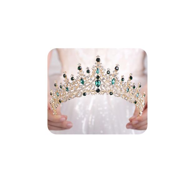 JWICOS Tiaras and Crowns for Women Crystal Wedding Tiara Crown Headband Princess Tiara for Bride Quinceanera Crown for Birthday Prom Pageant Halloween Costume Cosplay (Green)