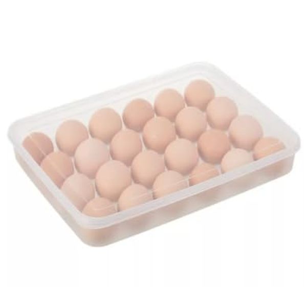 TRTO 24-Egg Holder Tray - Plastic Storage Box for Refrigerator, Egg Organizer Container