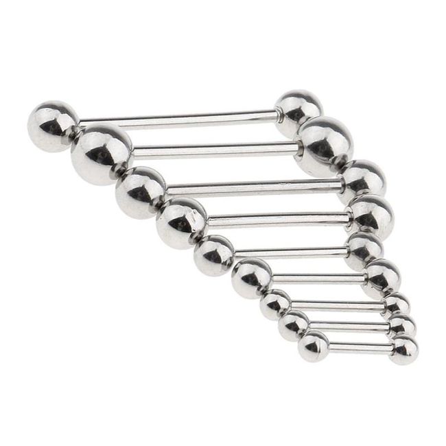 GHSHOP 9x Barbell 18/16g Stainless Steel Silver Color Jewelry