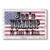 Custom Workshop Sign – Personalized American Flag Wall Art with Name & Saying |
