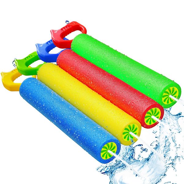 OKGD 4-Pack Water Blaster Soaker Guns Set,15'' Water Guns with Plastic Handle Outdoor Swimming Pool Beach Summer Fun Party Games