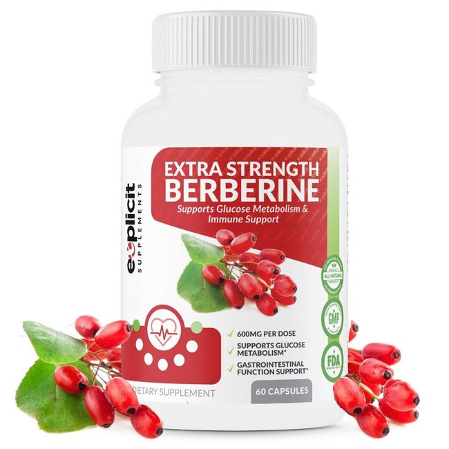 All Natural Berberine HCl - 1200mg Max Strength – Supports Glucose Metabolism