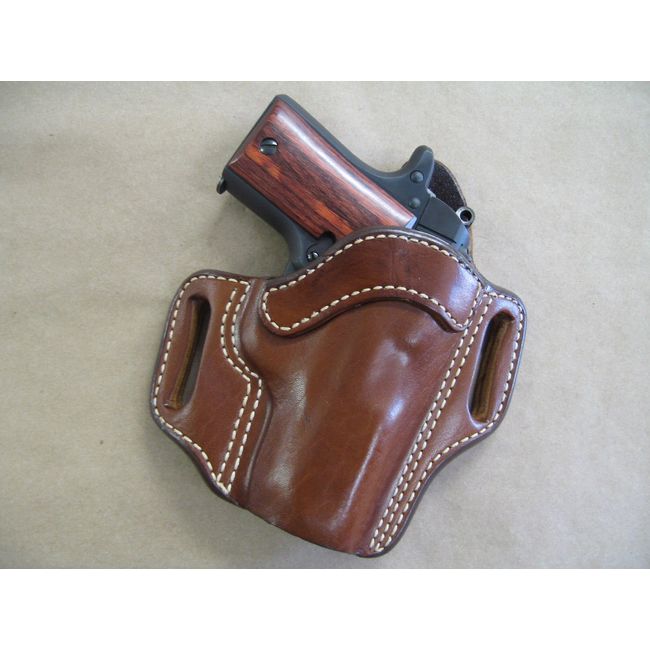 HXDZFX Leather 2 Slot Molded Pancake Belt Holster for Kimber Micro 9 9mm CCW TAN RH