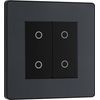 BG Electrical Secondary/Slave Double Touch Dimmer Light Switch, 2 Way, Screwless Front Plate, Evolve, Matt Grey, PCDMGTDS2B