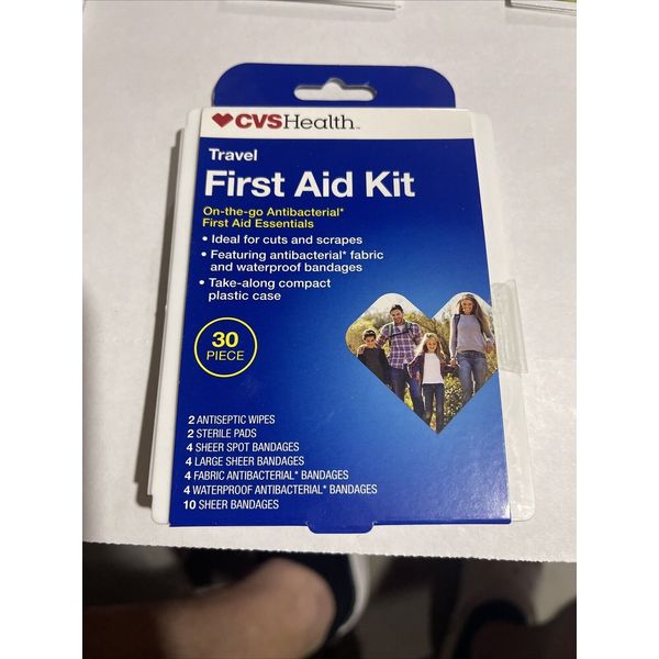 CVS First Aid Kit Mini Travel Golf Bag Band-Aid Bandages Sterile Pads Wipes Case