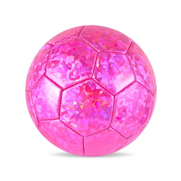 DLUGOPIS Sparkling Pink Mini Soccer Ball Size 2 Sport Ball for Toddlers PVC Backyard Outdoor Toys for Little Boys Girls Kindergarten Student