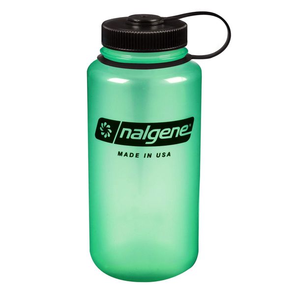 Nalgene Tritan Wide Mouth BPA-Free Water Bottle, Glows Green, 1 Quart