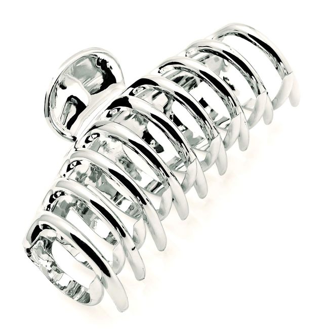 Silver Coloured Bright Shiny Hair Clamp/Claw Clip - Length 10cm.