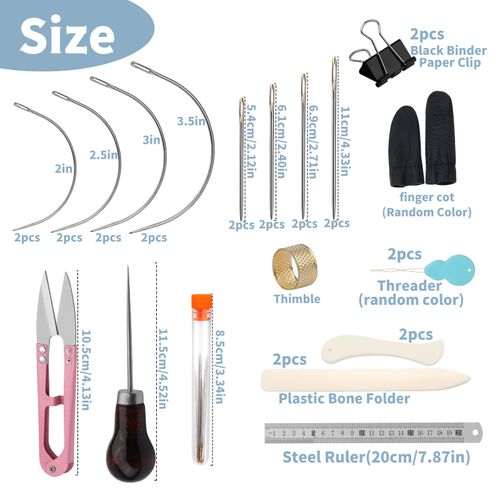 33 Pcs Bookbinding Kits 4 Pcs Bone Folder Paper Creaser Paper Folding Tool Book Binding Supplies with Bookbinding Needle, Waxed Thread, Steel Ruler, Awl for Bookbinding, Paper Card Crafts