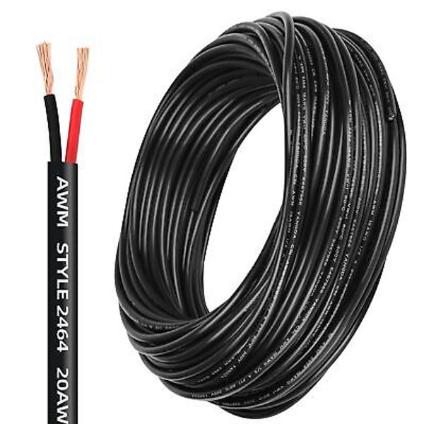 20 Gauge Electrical Wire 2 Conductor 20 AWG 50FT, Black