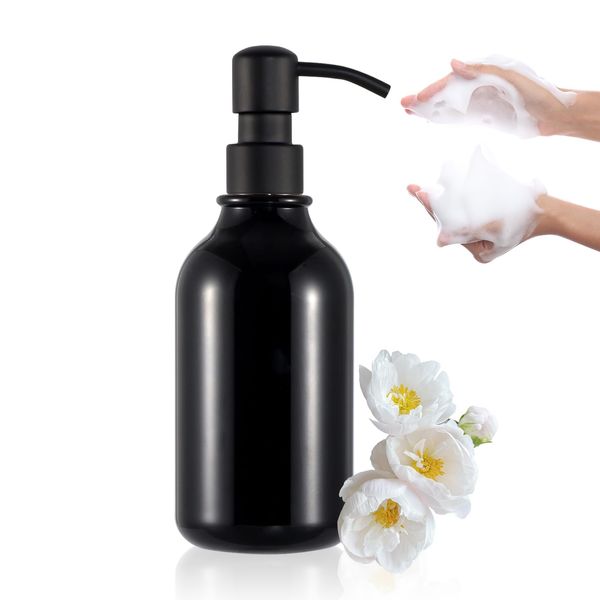 Soap Dispenser Bottle, Black Shampoo Dispenser Bottles with Pump,Plastic Lotion Liquid Dispenser,Refillable Bottle Container for Shampoo,Conditioner Bathroom Kitchen (500ml)