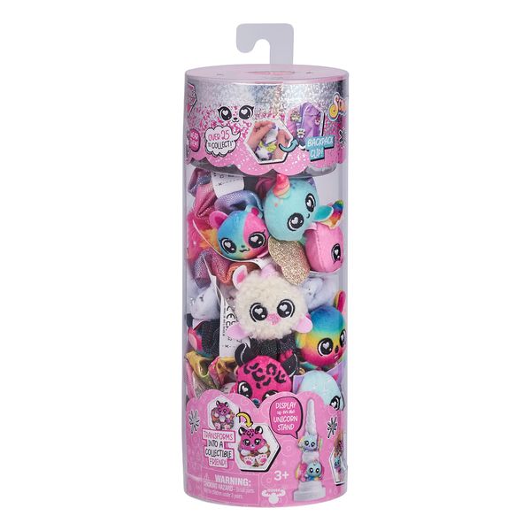 SCRUNCHMIEZ 96553 Seven Pack, Exclusive Magically transforms from Hair Scrunchie to Cute Plush Friend as Well as Backpack Clip. So Many Characters to Collect & wear