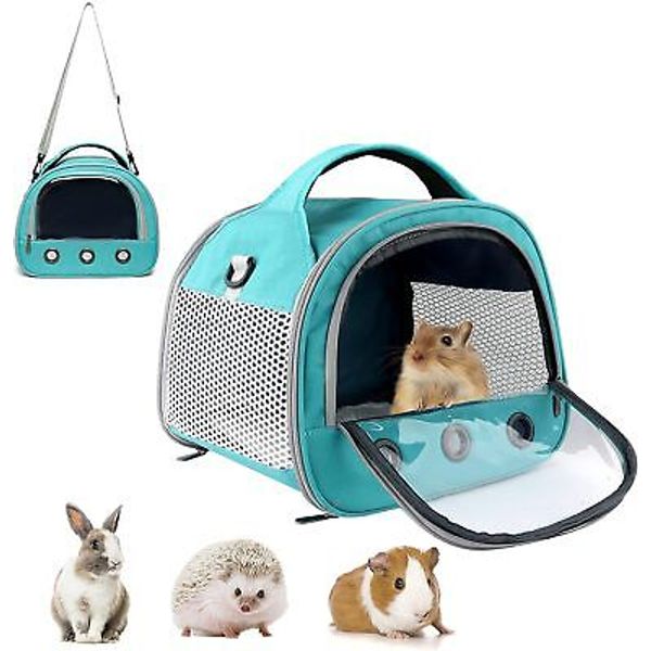 Small Pet Carrier Bag with Mat Guinea Pig Travel Small, Cyan