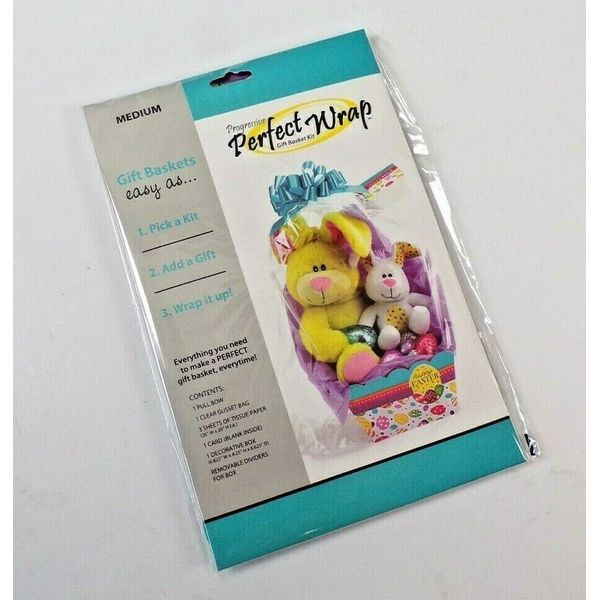 Progressive Perfect Wrap Gift Basket Medium Kit Easter Decorative Box Clear Bag