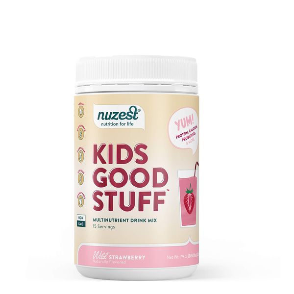 Nuzest - Kids Good Stuff - Vegan Smoothie Mix - Wild Strawberry - Multivitamin Nutritional Supplement Protein Shake - Dairy Free - Supporting Growth and Development - 225g/ 7.9 oz (15 Servings)