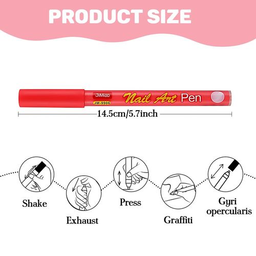 WHYCNJL 4 Pezzi Penna per Smalto con Punta da 5 mm e inchiostro Acrilico Penna per Nail Art Linea fai da te Nail Art Graffiti (Rosso, giallo, blu, verde)