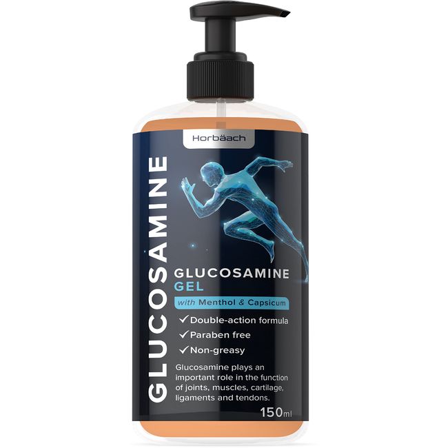 Glucosamine Gel | 150 mL | Highly Absorbable | Non-Sticky & Non-Greasy | with Capsicum & Menthol | Joint & Muscle Pain Relief | by Horbaach