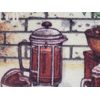 PRINTED KITCHEN RUG (nonskid back)(18"x30") 3 COFFEE CUPS & TYPES, rectangle, KH