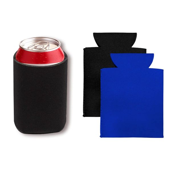 Jagowa 2 Pcs Beer Can Cooler Sleeves Soft Reusable Neoprene Insulated Beer Can Covers Portable Drink Cooler for Soda Beer Cans Beer Bottles (Black & Blue)