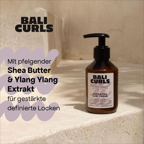 Bali Curls Hydrating Curl Cream - Crema idratante per ricci al burro di karité, olio di cocco e ylang-ylang - Crema per ricci lisci e definiti - Trattamento vegano naturali - 150ml
