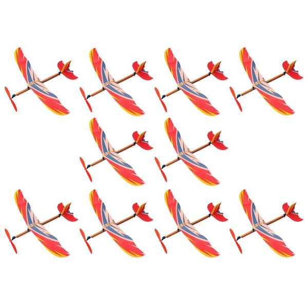 TOYANDONA 10Pcs Rubber Band Powered Airplane Model Glider Planes Airplane Birthday Party Favor Plane Indoor Outdoor Toys for Kids Children (Random Style)