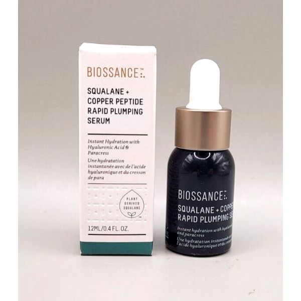 BIOSSANCE SQUALANE + COPPER PEPTIDE RAPID PLUMPING SERUM NIB 0.4OZ/12ML