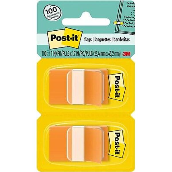 Post-It Flags Standard Page Flags In Dispenser, Orange, 100 Flags/Dispenser