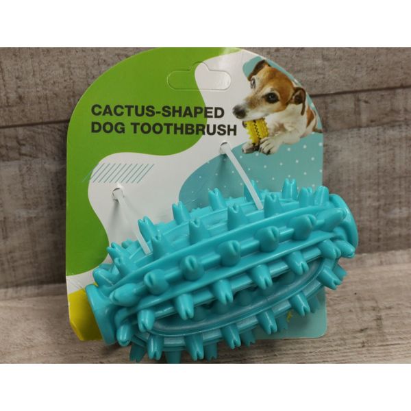 Puppy Dog Cactus-Shaped Dog Toothbrush - Turquoise - New