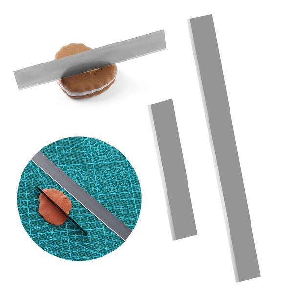 Clay Cutter Blade- 2 Pcs Set Flexible Stainless Steel Polymer Clay Cutters Blade Ceramic Shaping Modelling Sculpting Cutting Slicing Tools for DIY Pottery Craft (2PCS)