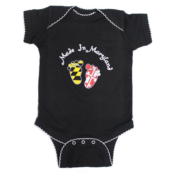 Made in Maryland (Black w/ White Outline) / Baby Onesie - 24 Months / Black