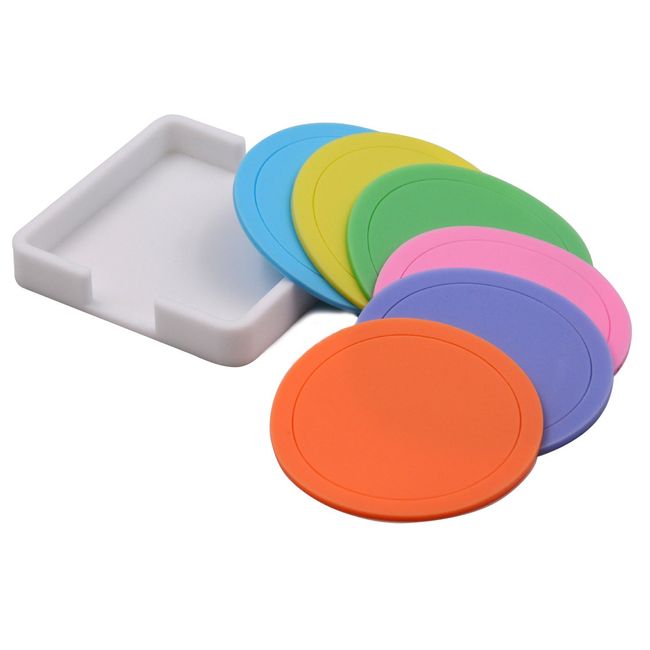 Tossow Silicone Coasters Heat Resistant Non-Slip Coasters Tea Pads Set of 6 (6 Colors)