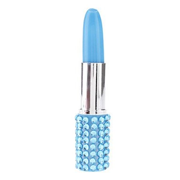 Shiny Lipstick Shaped Blue Ink Ballpoint Pen (Random Color)