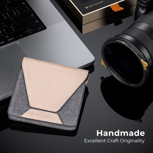 K&F Concept Lens Filter Case, Waterproof Faux Suede Camera Lens Filter Pouch for 95mm Square Filters ND CPL UV Filters
