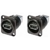 2 Pack Neutrik NAUSB-W-B Panel Mount Reversible USB Gender/Changer Black Adapter