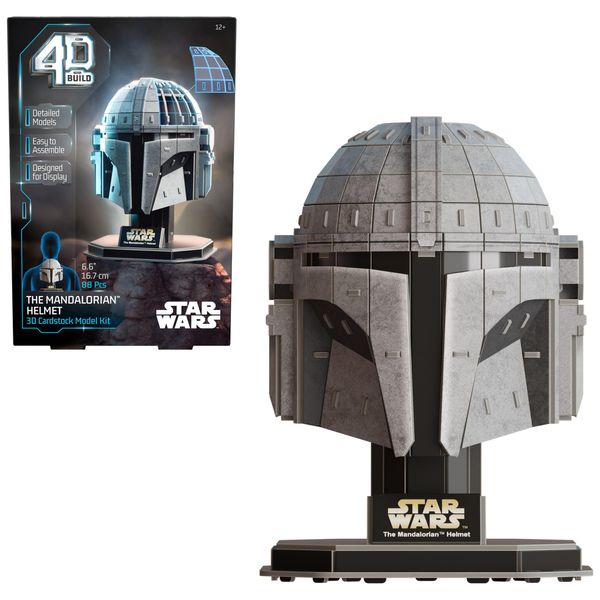 4D Build, Star Wars Mandalorian Helmet 3D Cardstock Model Kit 88 Pcs, Star Wars Toys Desk Décor, Building Toys, 3D Puzzles for Adults & Teens 12+