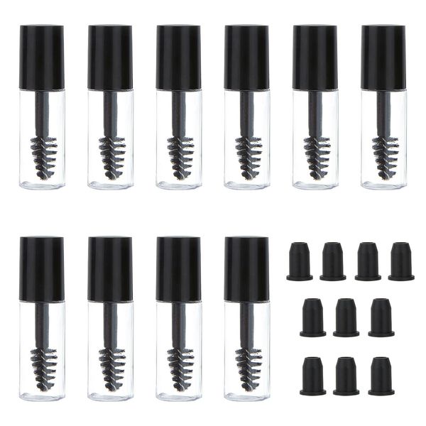 NICENEEDED 15 PACK 3ML Empty Mascara Tubes Eyelash Wand, Transparent Eyelash Cream Refillable Tube, Eyelash Growth Oil Dispense Container Bottle with Rubber Inserts and Funnels