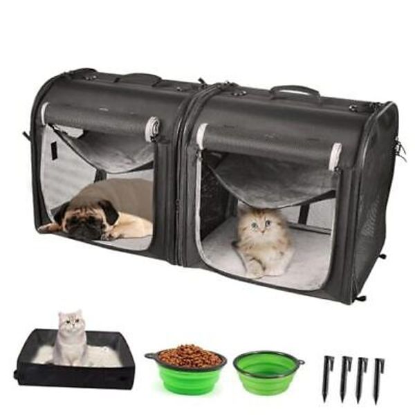 Portable 2-in-1 Pet Carrier for Medium Dogs 35.4"L x 13.8"W x 16.9"H 2.0 Black