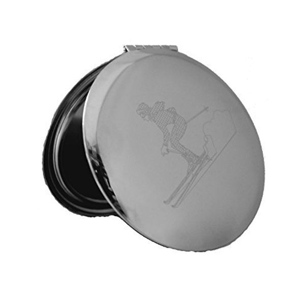 Skier Engraved Compact Mirror