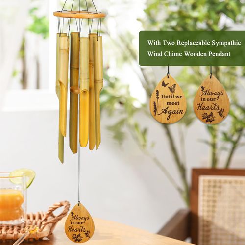 Afirst Bamboo Wind Chimes, 37.5" Wooden Wind Chimes for Outside Memorial Sympathy Gift for Loss of Mother, Memory of Loss of Love One,for Garden, Patio, Home or Outdoor Decor