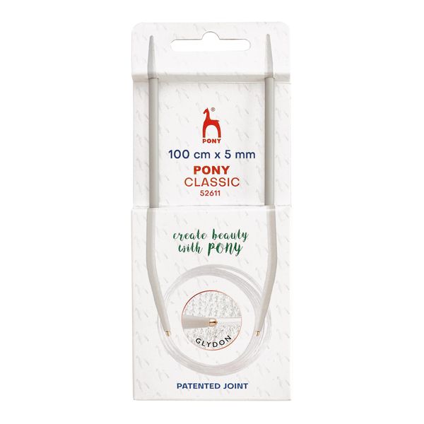 5mm Circular Knitting Needles Pony Classic Fixed Cables- 40cm, 60cm, 80cm, 100cm (100cm Cable)
