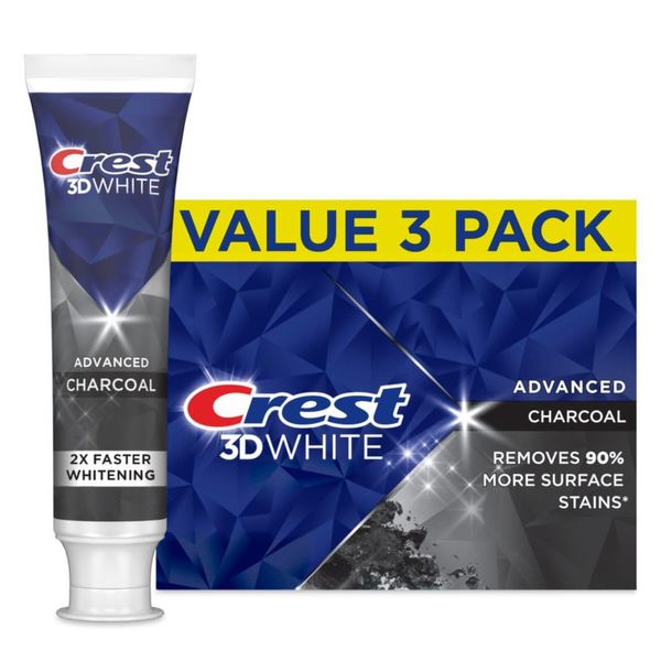 CREST 3D White Advanced Charcoal 3.3Oz, 3PACK