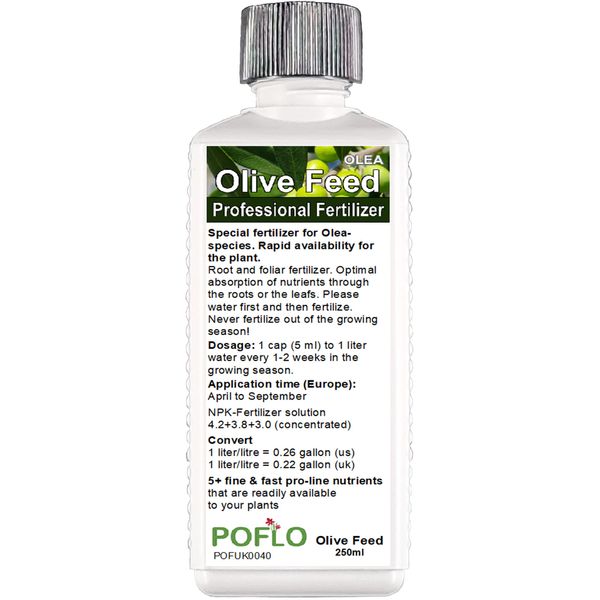 POFLO Olive Tree Liquid Fertilizer, Feed, Plant Food NPK for Olea europaea, Olea sylvestris (250ml)