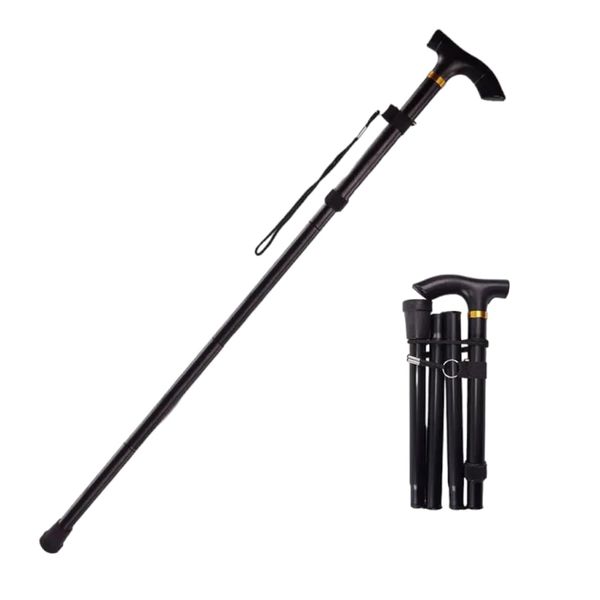 Walking Sticks for Men and Women, Lightweight Foldable Extendable Walking Aid, Mobility Aid, Collapsible & Comfortable Grip Durable T Handles, Aluminium Walking Canes (Black)