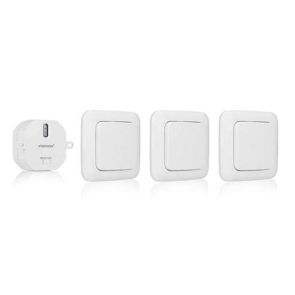 Smartwares SH4-99567 Bedroom Light Switch Set - Plug & Connect - 1 Built in Receiver - 3 Wireless Wall Switches, White