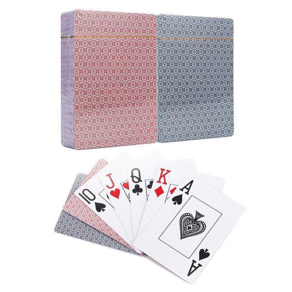 Vinsani Check Playing Cards, Poker Size Standard Index, 2 Decks of Cards (1 Red and 1 Blue), for Blackjack, Euchre, Canasta, Pinochle Card Game, Casino Grade