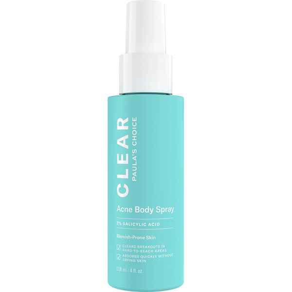 Paula's Choice CLEAR Back & Body Acne Spray, 2% BHA (Salicylic Acid) Treatment for Bacne, Blackheads & Blemishes, 4 Ounce