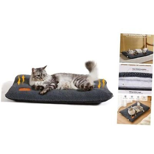 Self Warming Cat Bed Self Heating Cat Padch Thermal Pet 29 x 19 in Dark Gray